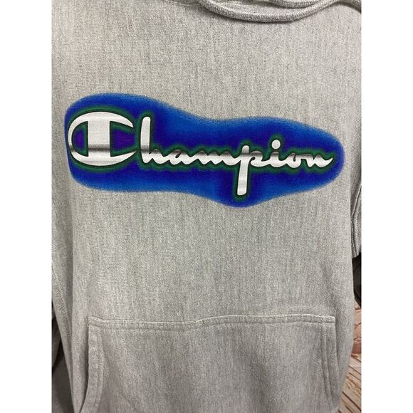 Champion Reverse Weave Sweatshirt Hoodie Sz M Gray Thick Heavyweight Pullover - Picture 6 of 8